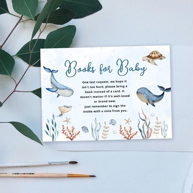 Carte D'accompagnement Sous le Baby shower de mer Livres pour bébé (Créateur téléchargé)