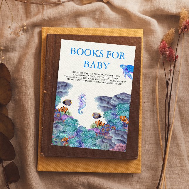 Carte D'accompagnement Sous le Baby shower de mer Livres pour bébé (Créateur téléchargé)