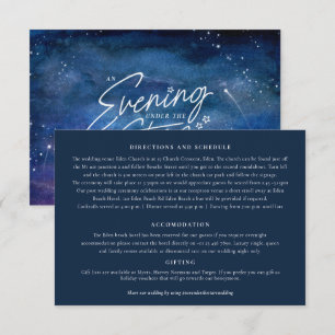 Carte D'accompagnement Sous les étoiles art bleu violet détails mariage