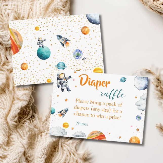 Carte D'accompagnement Space Adventure Diaper Raffle Baby Boy Shower (Créateur téléchargé)