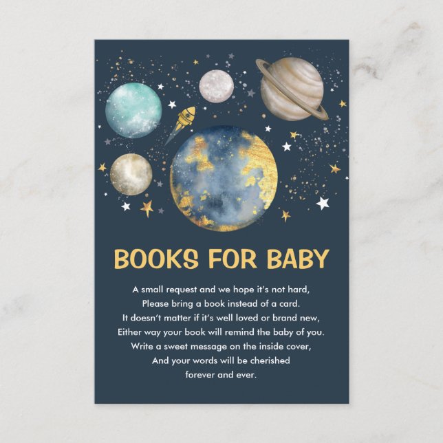 Carte D'accompagnement Space Galaxy Moon Stars Livres pour Baby Boy (Devant)