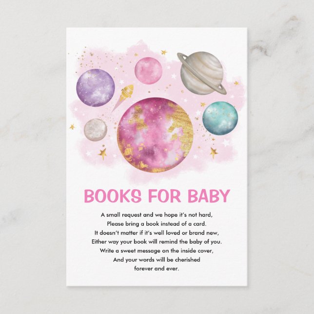 Carte D'accompagnement Space Planet Galaxy Moon Star Livres pour Baby Gir (Devant)