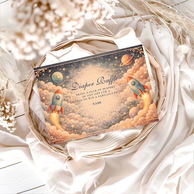 Carte D'accompagnement Space Rocket Clouds Diapper Raffle (Créateur téléchargé)