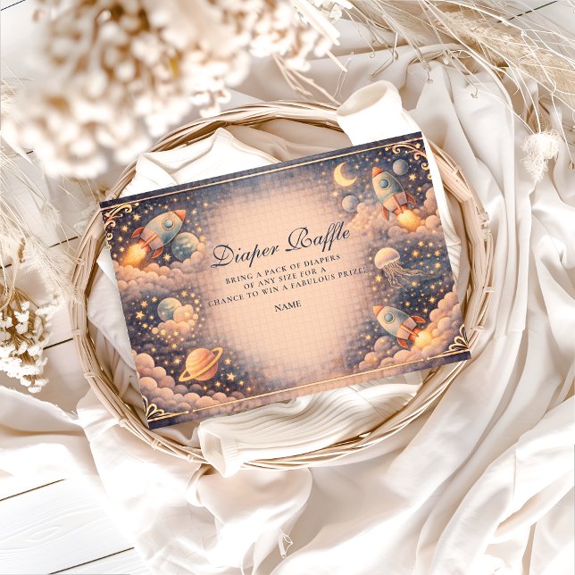 Carte D'accompagnement Space Rockets Stars Diapper Raffle (Créateur téléchargé)