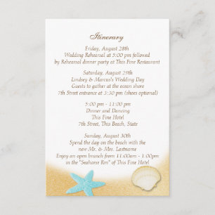 Carte D'accompagnement Sparkle Beach Seashell Aqua Mariage Intinéraire
