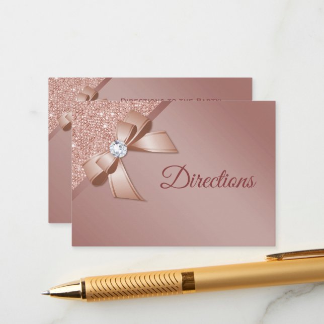 Carte D'accompagnement Sparkles & Rose Gold Glamour Birthday (Devant/Arrière en situation)