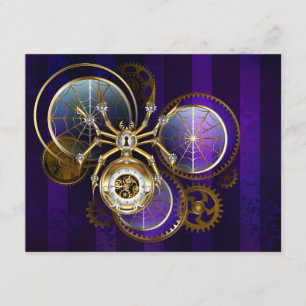 Carte D'accompagnement Spider Steampunk sur Arrière - plan pourpre