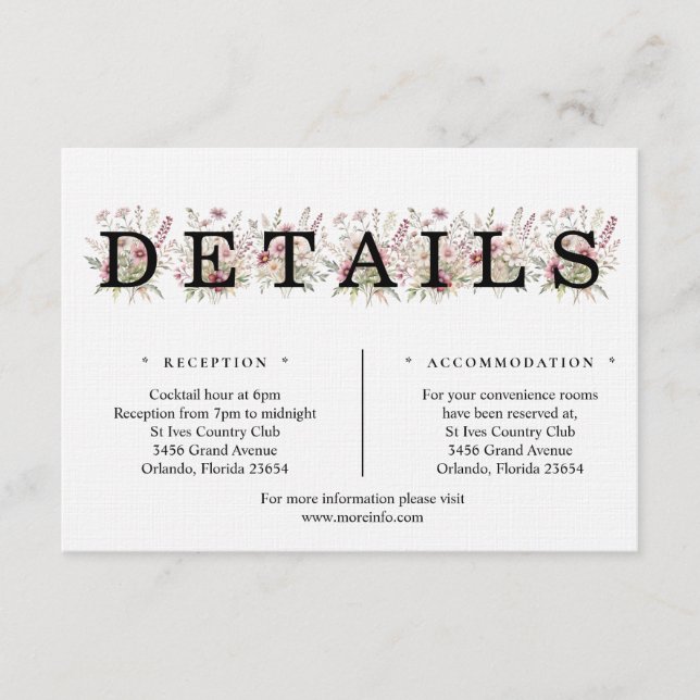 Carte D'accompagnement Spring Floral Details Enclosure Card (Devant)