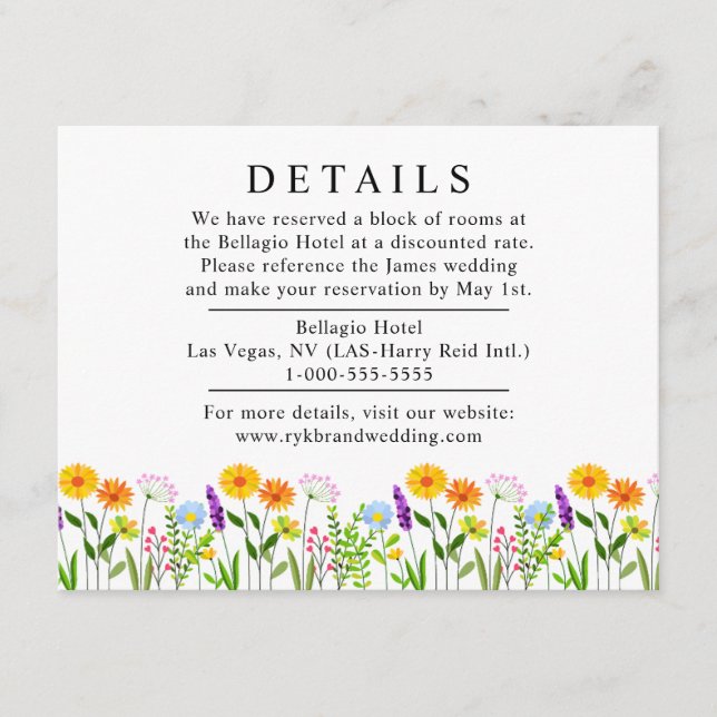 Carte D'accompagnement Spring Floral Élégant Détails du mariage (Devant)