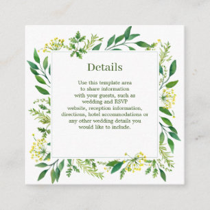 Carte D'accompagnement Spring Green Botanical Herbs Détails du Mariage