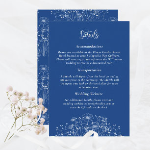 Carte D'accompagnement Spring Summer Blue Fleur sauvage QR Détails Mariag
