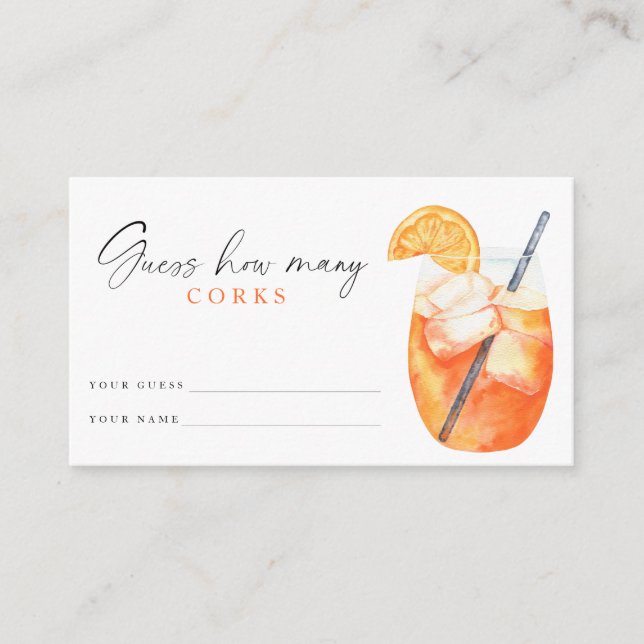 Carte D'accompagnement Spritz Bridal shower Devine combien de bouchons (Devant)