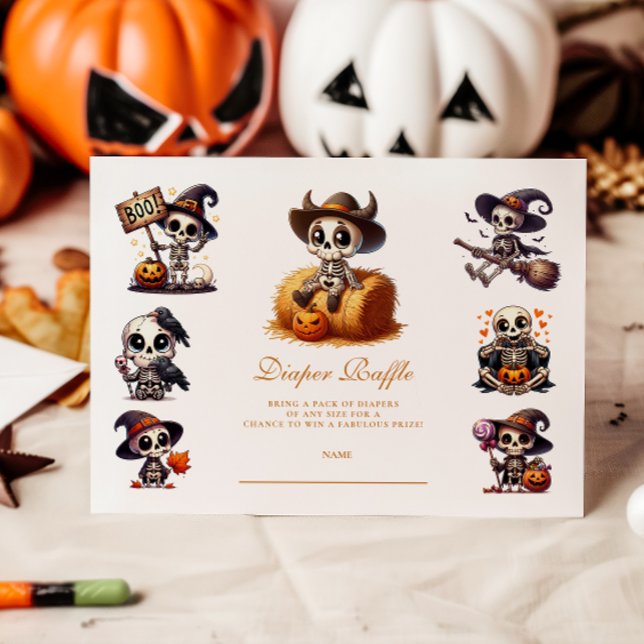 Carte D'accompagnement Squelette de squelette d'Halloween rustique Raffle (Créateur téléchargé)