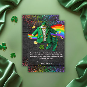 Carte D'accompagnement St. Patrick's Day Gold Rainbow Clover Baby shower