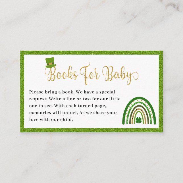 Carte D'accompagnement St. Patrick's Rainbow Baby showers Livres pour béb (Devant)