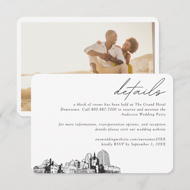 Carte D'accompagnement St. Paul Mariage Hotel Détails du bloc de chambre (Devant / Derrière)