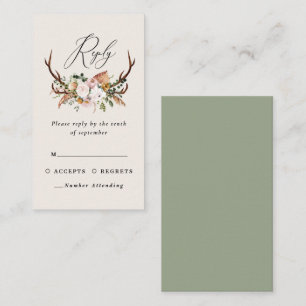 Carte D'accompagnement Stade sauge vert floral élégant budget de mariage