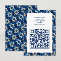 Star de David Aquarelle QR Code Barre de Bat mitzv