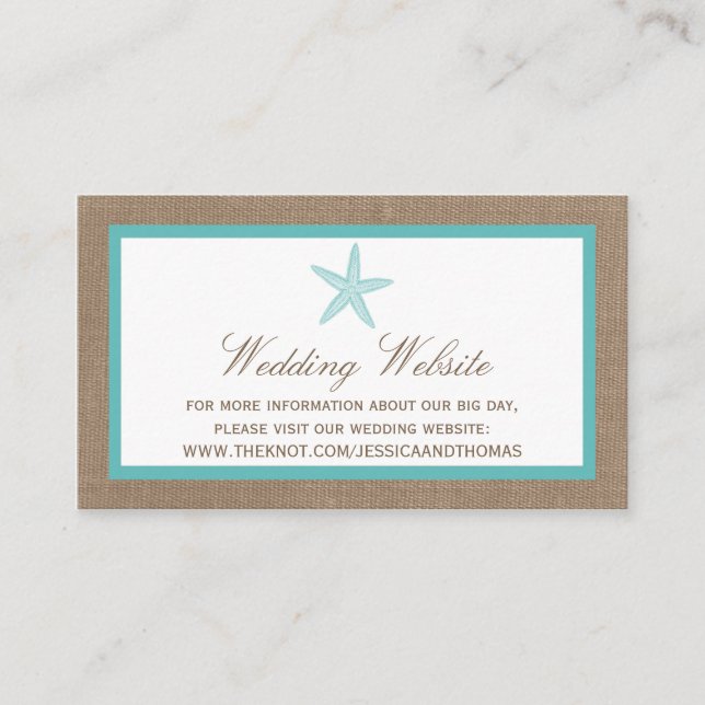 Carte D'accompagnement Starfish Turquoise Burlap Beach Wedding Collection (Devant)