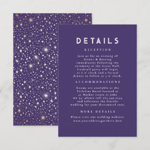 Carte D'accompagnement Starry Night Celestial Purple Détails du Mariage