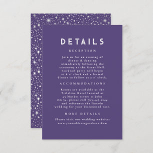 Carte D'accompagnement Starry Night Celestial Purple Détails du Mariage