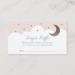 Carte D'accompagnement Stars Lune & Nuages Pink Diaper Raffle Ticket Encl