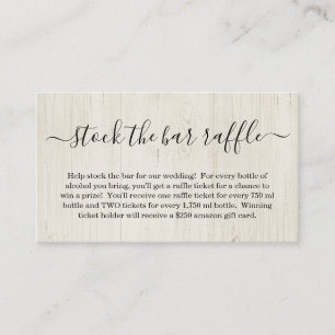Carte D'accompagnement Stock de la Barre Raffle Card Bridal Shower Invita