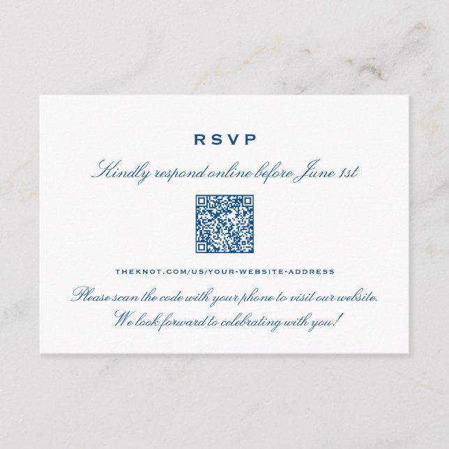 Carte D'accompagnement Striped Bass Elegant Marine Bleu en ligne RSVP QR  (Devant)