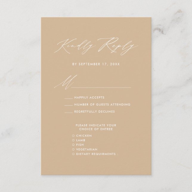Carte D'accompagnement Style Beige moderne Élégant Script Mariage simple  (Devant)