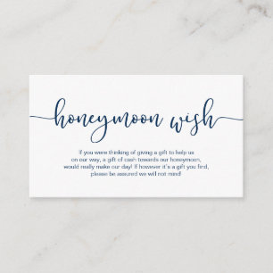 Carte D'accompagnement Style bleu marine moderne, lune de miel Mariage