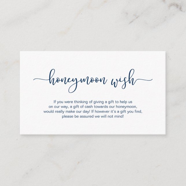 Carte D'accompagnement Style bleu marine moderne, Mariage lune de miel so (Devant)
