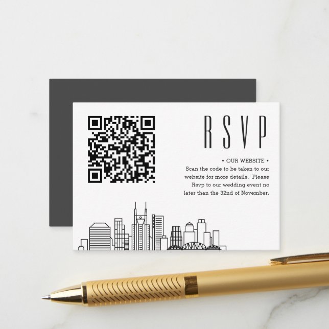 Carte D'accompagnement Style Mariage déco de Nashville | RSVP d'événement (Devant/Arrière en situation)