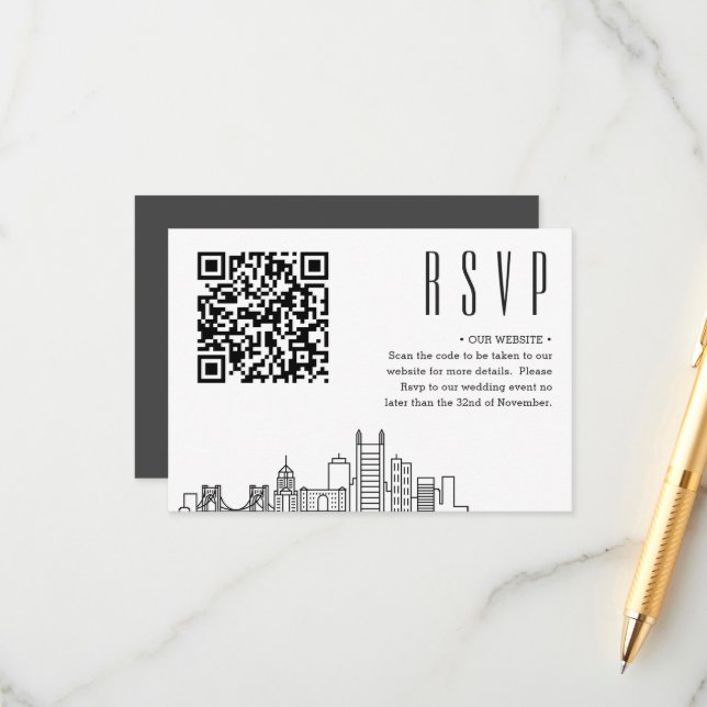 Carte D'accompagnement Style Mariage déco de Pittsburg | RSVP d'événement (Devant/Arrière en situation)