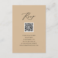 Style moderne Beige Élégant Script Simple QR Weddi