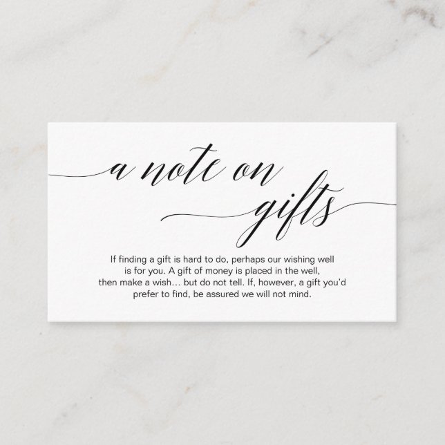 Carte D'accompagnement Style moderne noir, Une note de cadeaux (Devant)