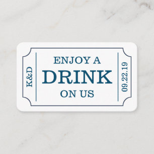 Carte D'accompagnement Style Ticket Gras "Savourez Un Verre Sur Nous" Mod