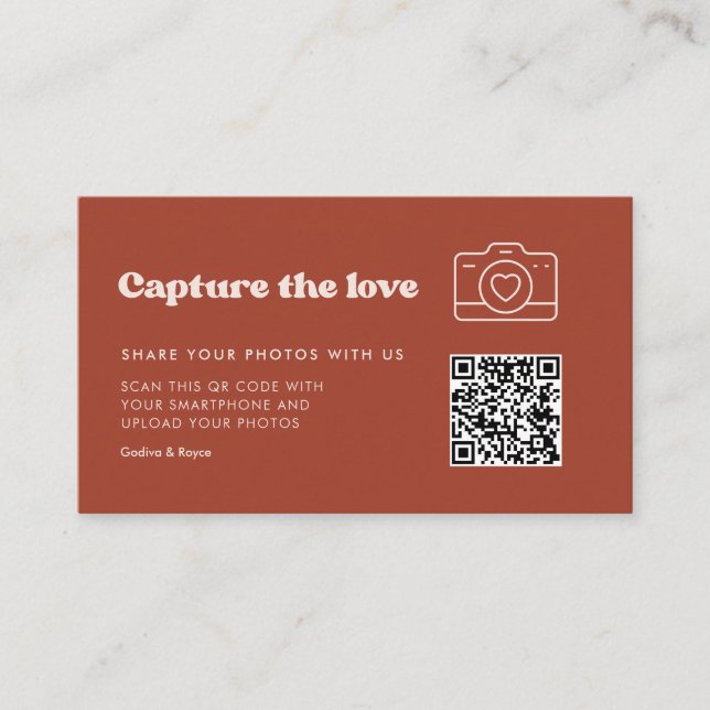 Carte D'accompagnement Stylish retro Terracotta Capturez l'amour (Devant)