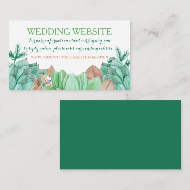 Carte D'accompagnement Succulent Bouquet Botanique Floral Site Mariage (Devant / Derrière)