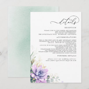 Carte D'accompagnement Succulent Verdure Or Feuilles Mariages Détails En