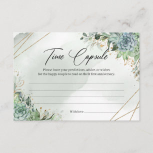 Carte D'accompagnement Succulente cadre or eucalyptus Time Capsule Card