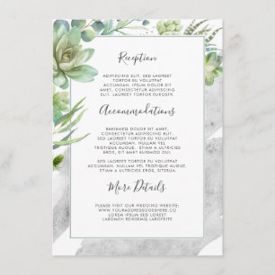 Carte D'accompagnement Succulents Verdure Argent Informations Mariage