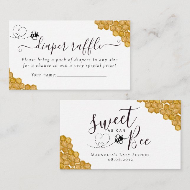 Carte D'accompagnement Sucré comme peut être Baby shower Déchets Raffle (Devant / Derrière)