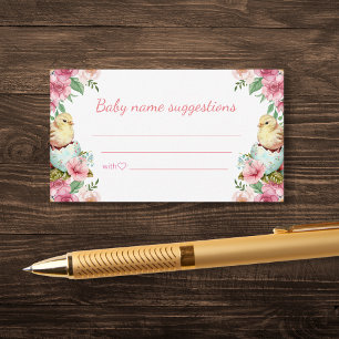 Carte D'accompagnement suggestions de nom de bébé baby shower floral pâqu