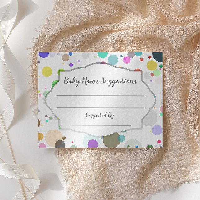 Carte D'accompagnement Suggestions de nom de bébé Baby shower Pois (Créateur téléchargé)