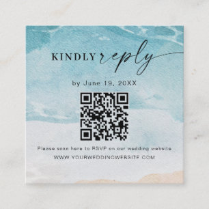 Carte D'accompagnement Summer Beach Wedding QR Code RSVP Enclôture Card