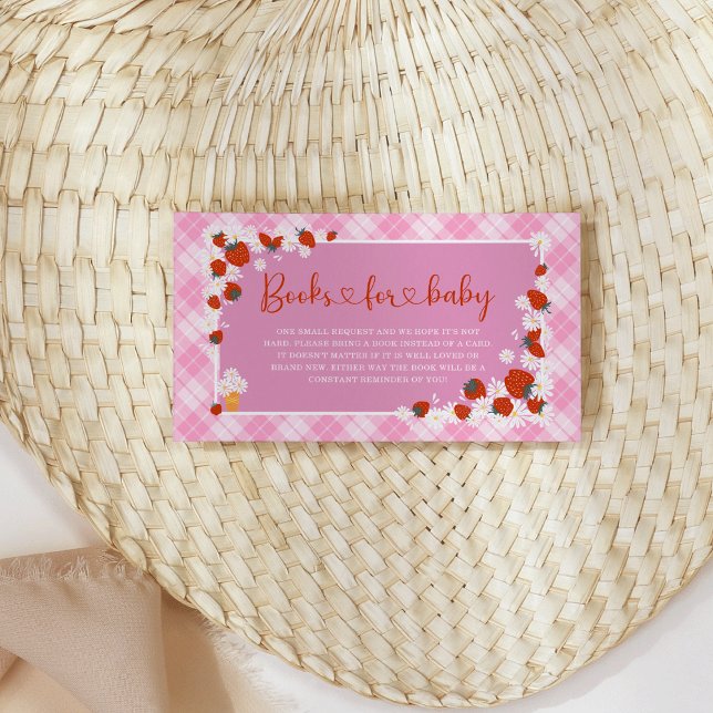 Carte D'accompagnement Summer Daisy Berry Sweet Books For Baby shower (Someone Berry Sweet is on the Way Summer Daisy & Strawberry Pink Plaid Books For Baby Shower )