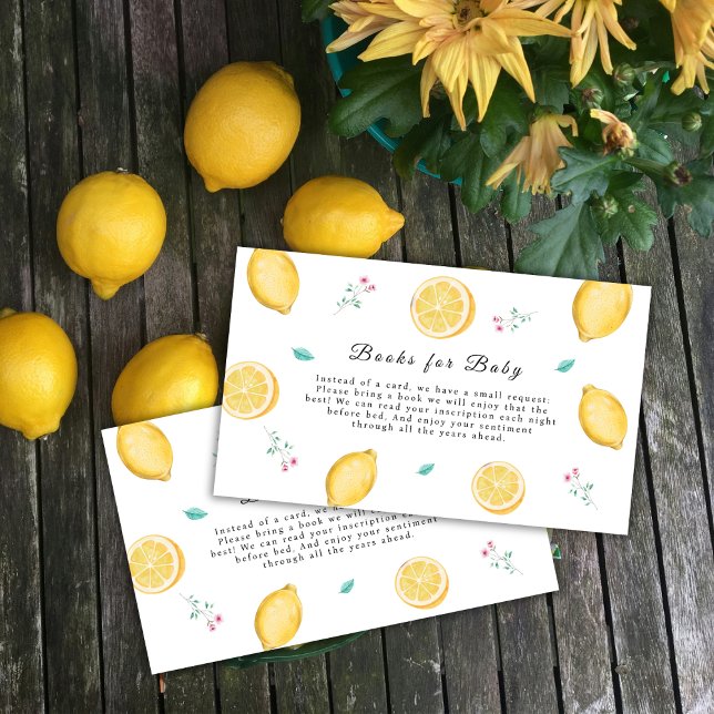Carte D'accompagnement Summer Sweet Lemon Citrus Livres Pour Baby shower (Summer Sweet Lemon Citrus Books For Baby Shower Enclosure Card)