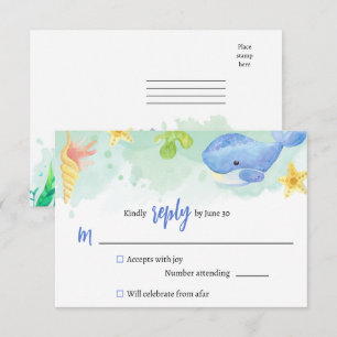 Carte D'accompagnement Summer Under the Sea Baby shower Réponse RSVP
