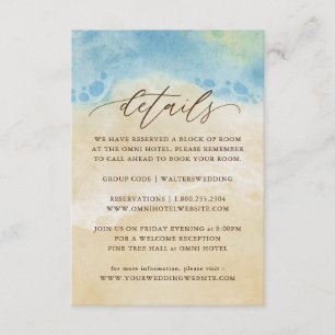 Carte D'accompagnement Summer Watercolor Beach Détails du mariage