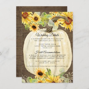 Carte D'accompagnement Sunflower Citrouille Floral Détails du Mariage de 